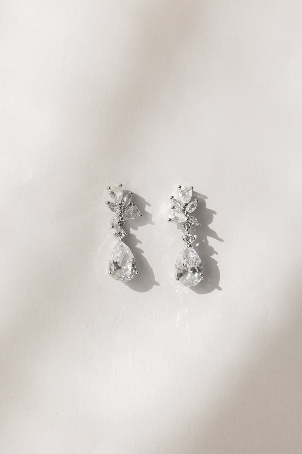 Celesta Bridal Earrings with Drop and Rhinestone