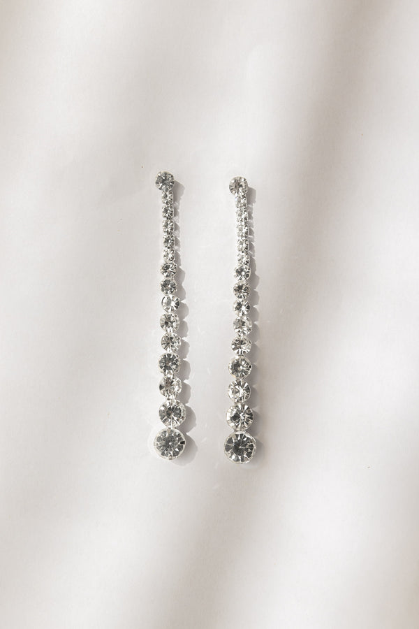 Mirella Bridal Long Earrings with Round Rhinestone