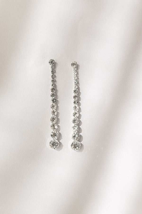 Mirella Bridal Long Earrings with Round Rhinestone