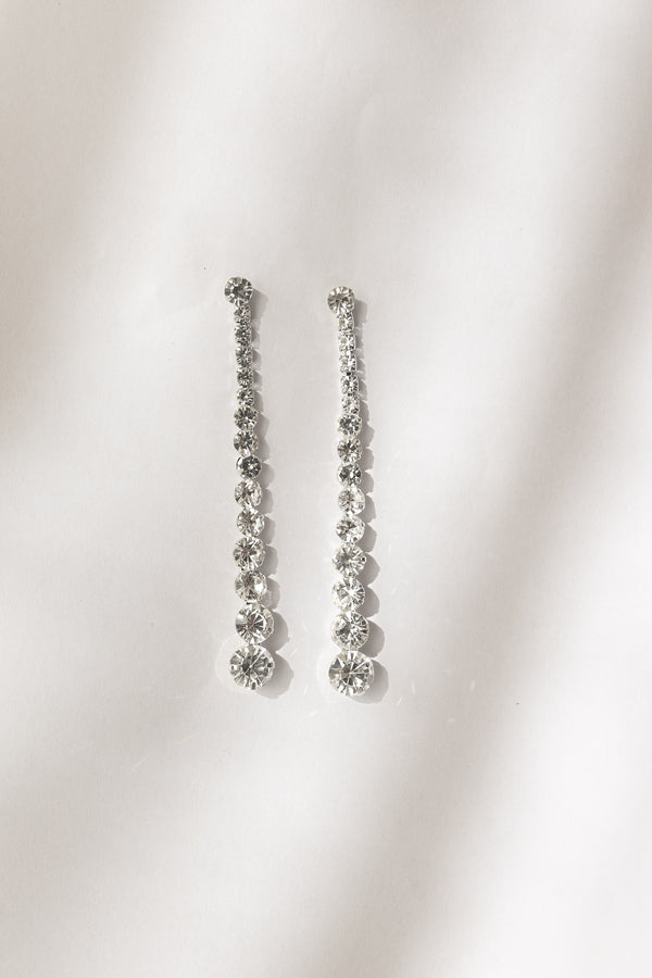 Mirella Bridal Long Earrings with Round Rhinestone