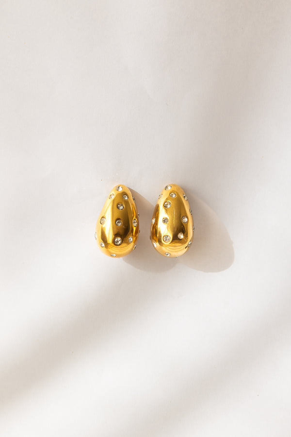 Elina Drop Earrings with Rhinestone Studs