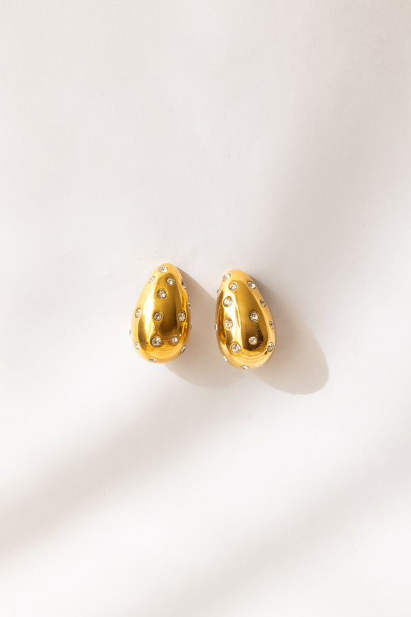 Elina Drop Earrings with Rhinestone Studs