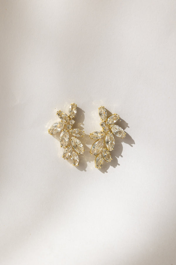 Isola Luxe Earrings with Leaf Rhinestone