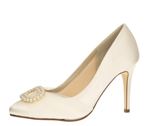 Beatrice Ivory Satin/Ital. Tulle - Bruidsschoenen - Rainbow Club - ShoeStories