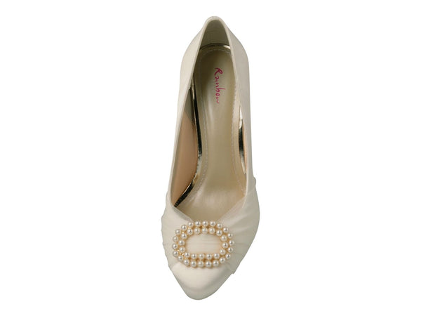 Beatrice Ivory Satin/Ital. Tulle - Bruidsschoenen - Rainbow Club - ShoeStories
