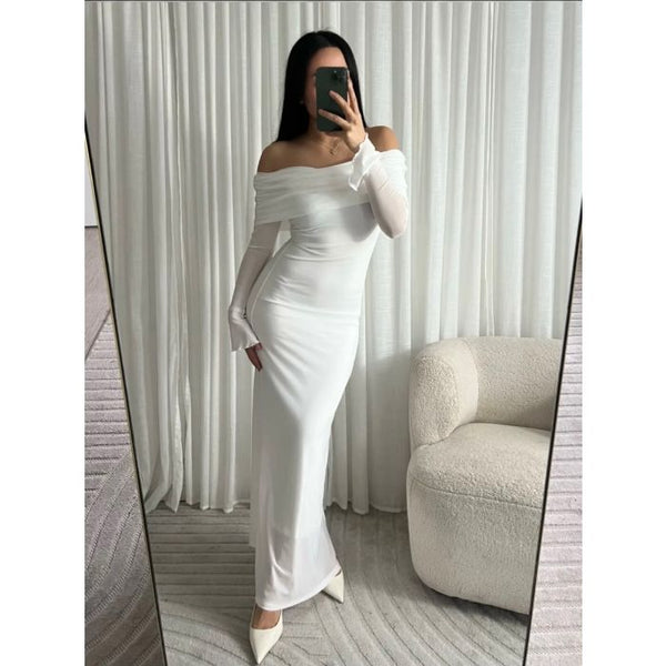 Noree Ladies Longsleeve Dress White